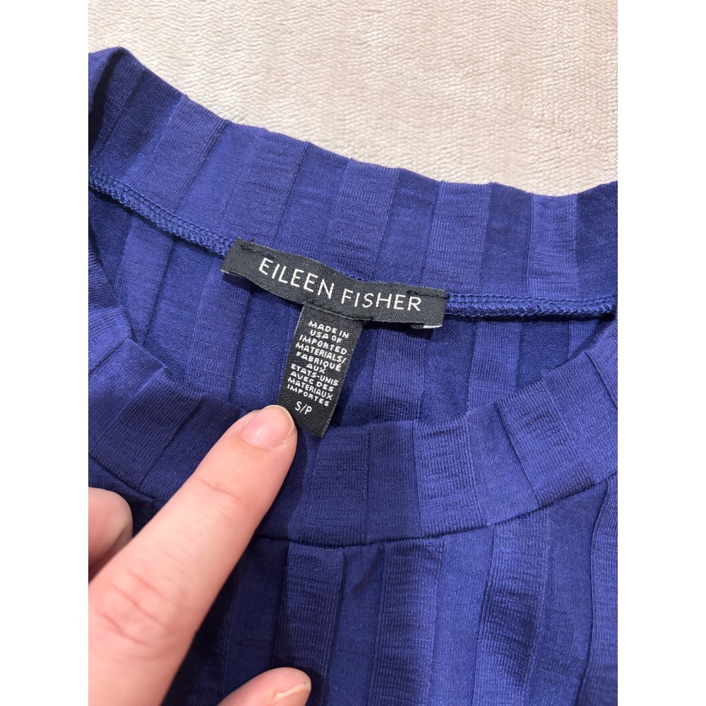 Eileen Fisher Royal Blue Ribbed Tank Dress Small Mock Neck Sleeveless Midi - Picture 5 of 10